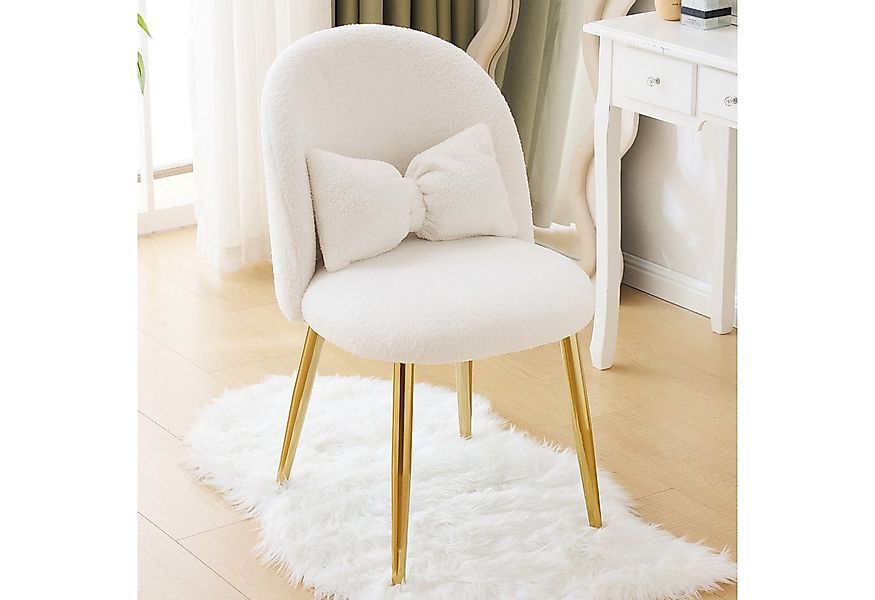 VINGLI Polsterstuhl mit Schleife Zierkissen, Schminktisch Stuhl, Monderne E günstig online kaufen