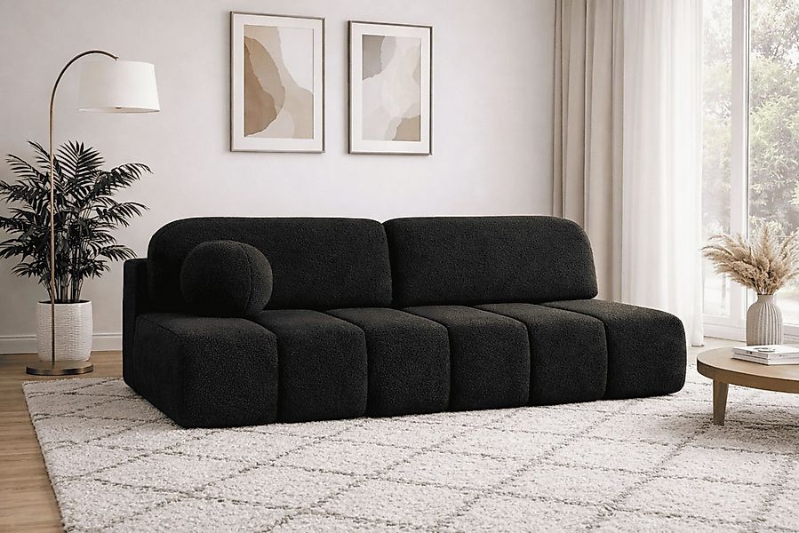 MOEBLO Sofa Fluffy aus Bouclé, Bequemes Sofa mit Schlaffunktion und Staurau günstig online kaufen