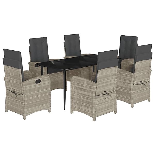 vidaXL 7-Tlg Garten-Essgruppe mit Kissen Hellgrau Poly Rattan 3212416 günstig online kaufen