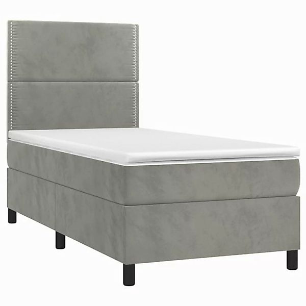 vidaXL Boxspringbett Boxspringbett mit Matratze LED Hellgrau 90x200 cm Samt günstig online kaufen