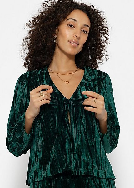 SASSYCLASSY Cardigan Moderne Damen Samtjacke mit Bindebändern Femininer Sam günstig online kaufen