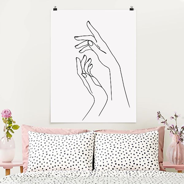 Poster - Hochformat Line Art Hände günstig online kaufen