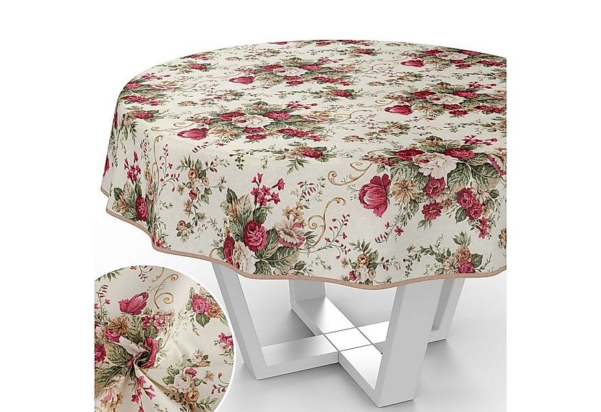ANRO Tischdecke mit Blumen Botanik aus Stoff Tischwäsche mit Beschichtung T günstig online kaufen