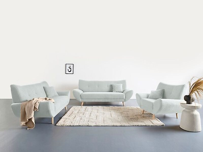 Home affaire Polstergarnitur »Basta« 3 Stk. tlg. Komfortable Wellenunterfed günstig online kaufen