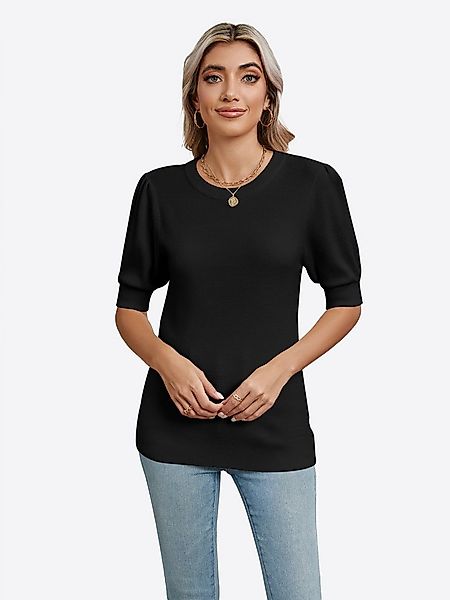 Imily Bela Kurzarmpullover Damen Gerippter Strickpullover (Packung, 1-tlg., günstig online kaufen