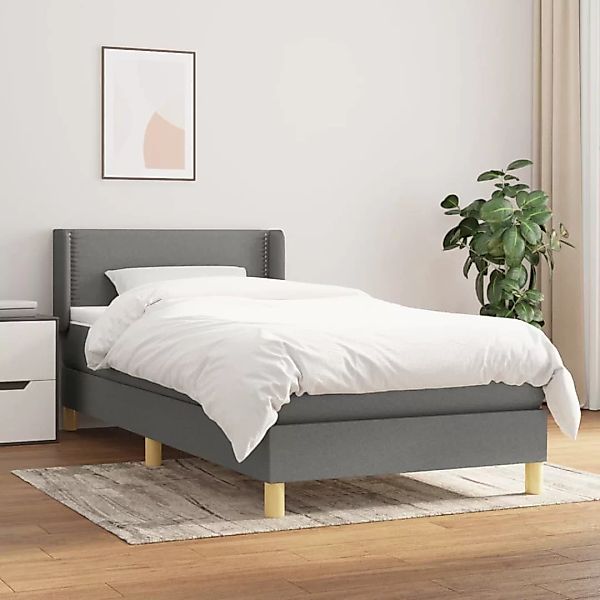 vidaXL Boxspringbett Boxspringbett mit Matratze Dunkelgrau 80x200 cm Stoff günstig online kaufen