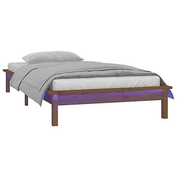 vidaXL Massivholzbett mit LEDs Honigbraun 75x190 cm 820634 günstig online kaufen