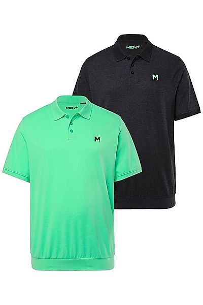 Men Plus Poloshirt Poloshirts 2er-Pack Bauchfit Basic Piqué Halbarm günstig online kaufen