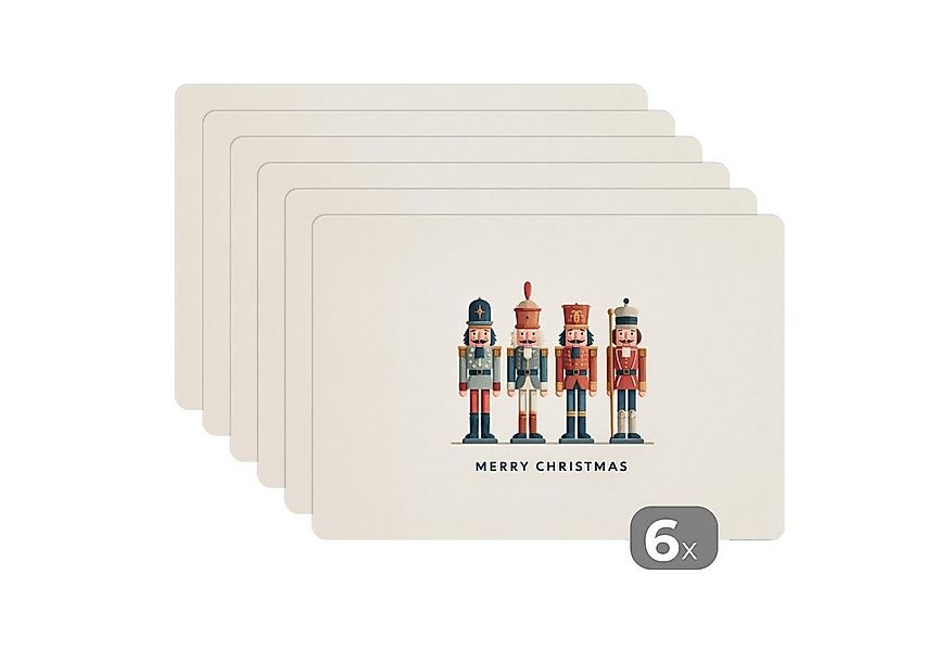 MuchoWow Platzset Nussknacker - Minimalistisch - Weihnachten - Beige, (6-St günstig online kaufen