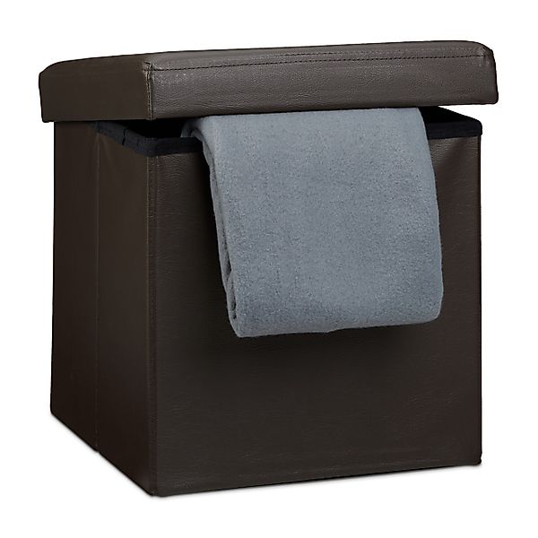 relaxdays Sitzhocker Faltbarer Sitzhocker Kunstleder, Braun günstig online kaufen