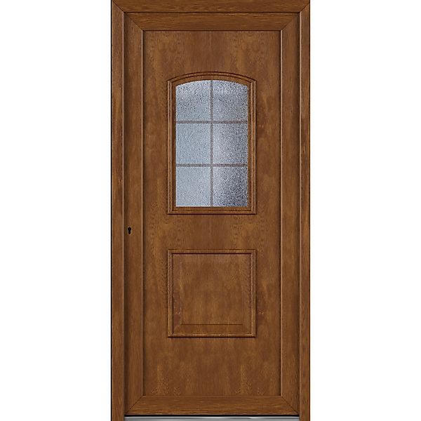 Roro Haustür OKE 1101 Kunststoff Weiß-Golden Oak 100 cm x 210 cm DIN L günstig online kaufen