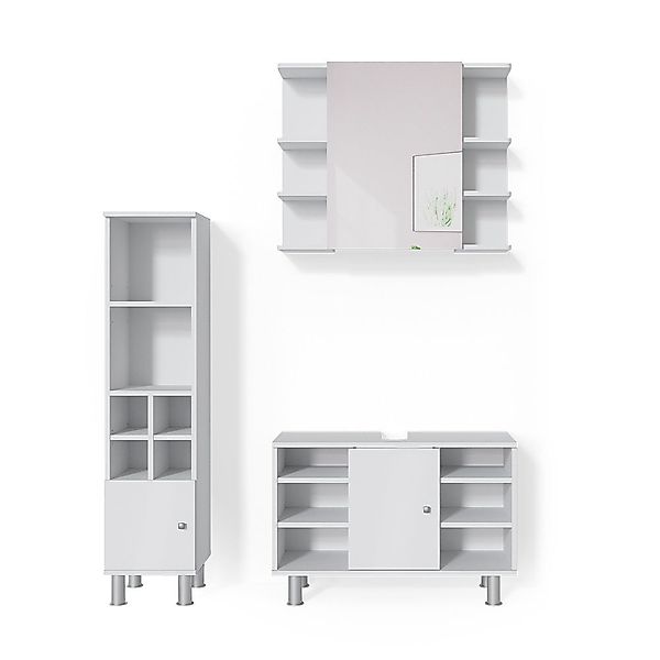 Vicco Badmöbel-Set Fynn, Weiß, 3 Teile, günstig online kaufen