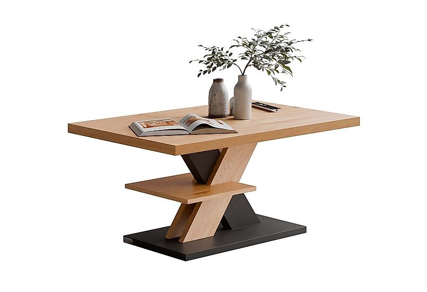 Casaria Couchtisch, Holz 2 Ablagen 90x60cm Modern Eckig Kratzfest Grau günstig online kaufen