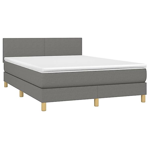 vidaXL Boxspringbett mit Matratze & LED Dunkelgrau 140x190 cm Stoff 3133550 günstig online kaufen