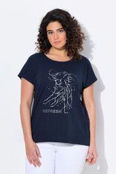 Ulla Popken T-Shirt T-Shirt Metallic-Tiermotiv Oversized günstig online kaufen