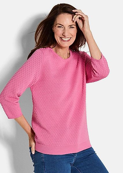 GOLDNER Strickpullover Halbarm Baumwollpullover mit Struktur Elegantes Stri günstig online kaufen
