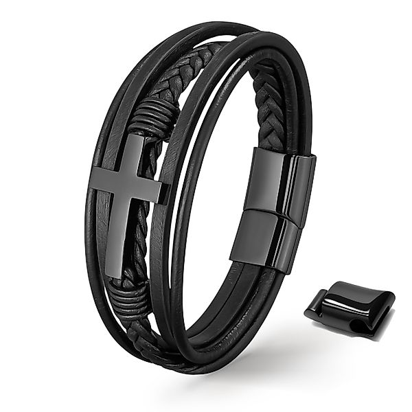 UNIQAL.de Lederarmband Lederarmband Herren mit Kreuz günstig online kaufen
