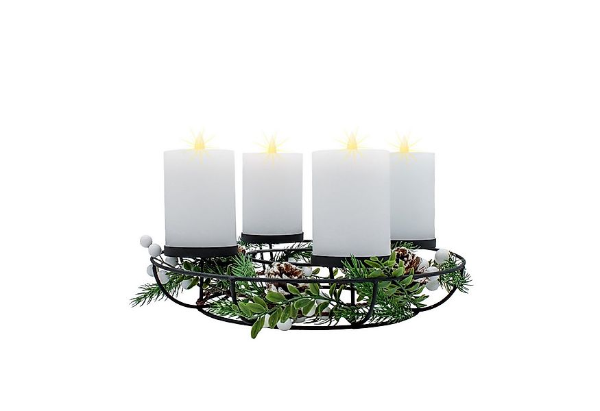 Spetebo Adventskranz aus Metall mit 4 LED Kerzen in warm weiß - 33 cm, Time günstig online kaufen