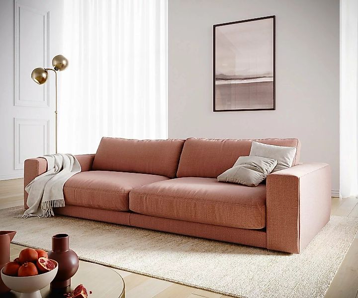 DELIFE Big-Sofa Cubico, Flachgewebe Orange 290x120 cm Big-Sofa günstig online kaufen