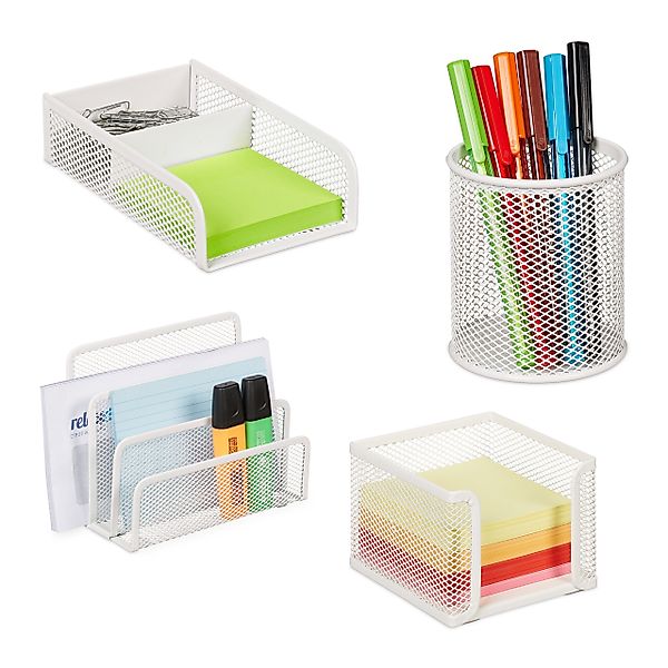 relaxdays Schreibtischaufsatz Schreibtisch Organizer Set 4-teilig günstig online kaufen
