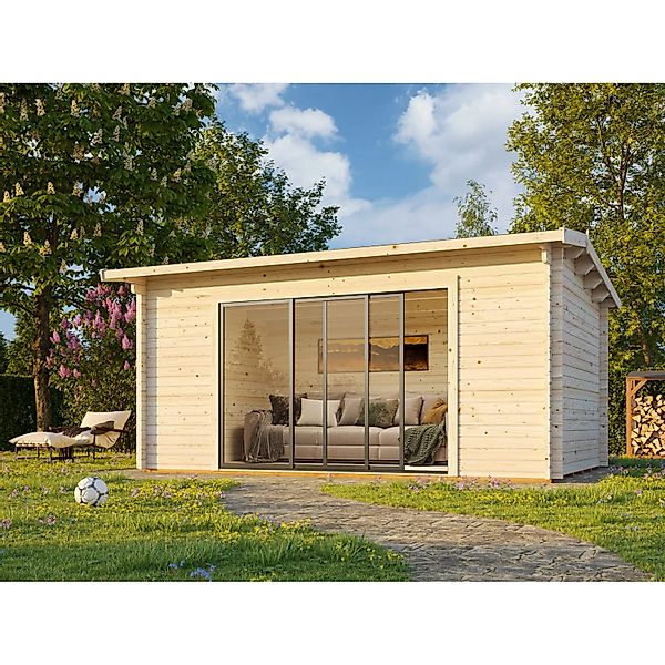 Palmako Gartenhaus Ines Slide Plus 480 x 300 cm Lackiert Hellgrau-Anthrazit günstig online kaufen