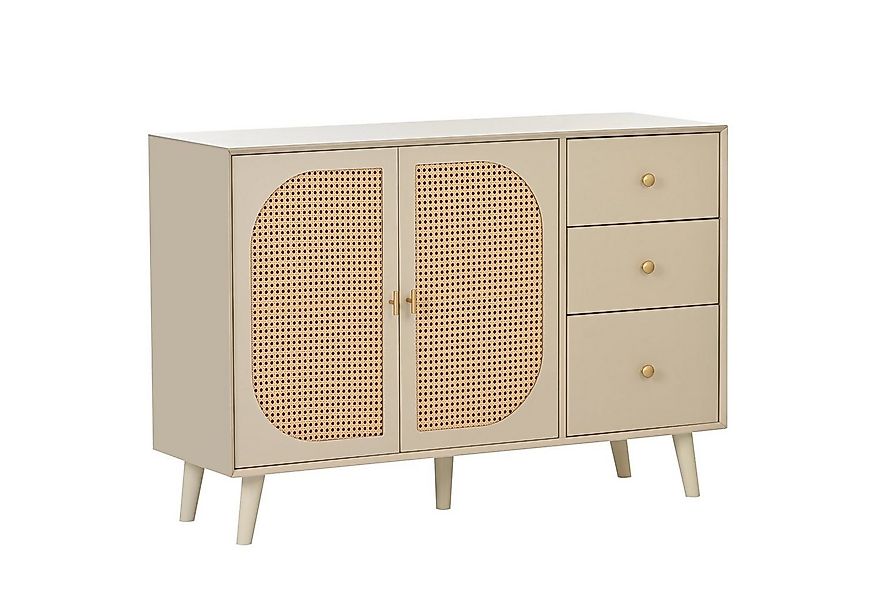 Merax Sideboard aus Holz mit 3 Schubladen und Rattan Geflechte Türen, Kommo günstig online kaufen