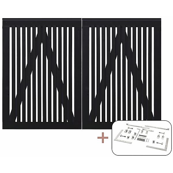 Doppeltor Sendai Nadelholz Schwarz 200 cm x 140 cm günstig online kaufen