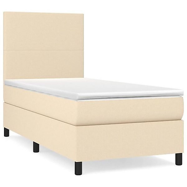 vidaXL Boxspringbett, Boxbett mit Matratze Creme 90x200 cm Stoff günstig online kaufen