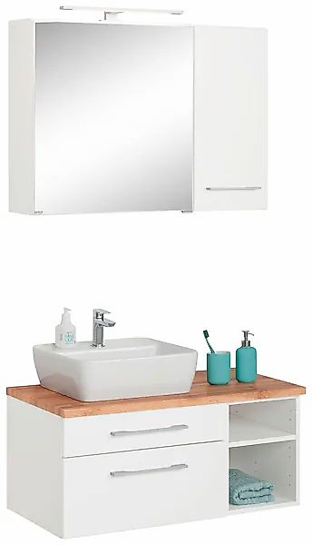 welltime Badmöbel-Set »Davos« 3 Stk. tlg. Spiegelschrank mit extra Regal günstig online kaufen