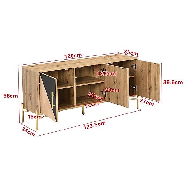 Furnishings Home TV-Schrank 123,5cm Holzschrank Beistellschrank (Set, 1er S günstig online kaufen