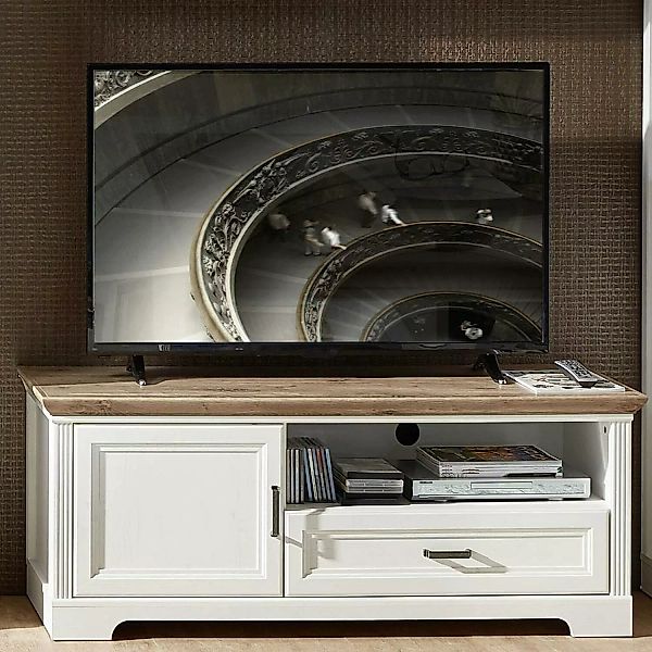 Lomadox TV-Lowboard klein JÜLICH-36 im Landhaus-Design Pinie hell Nb. und A günstig online kaufen