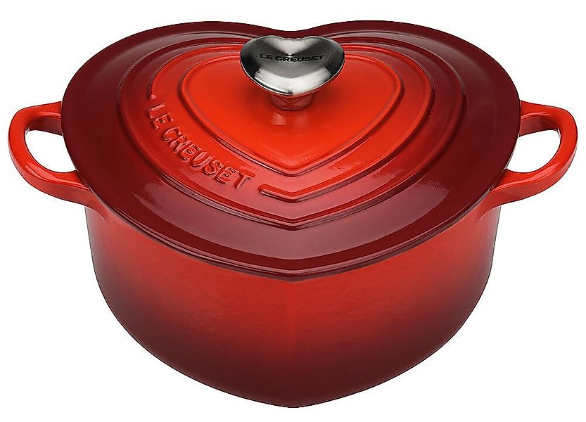 Le Creuset Herzbräter mit Herzknopf Gusseisen Kirschrot günstig online kaufen