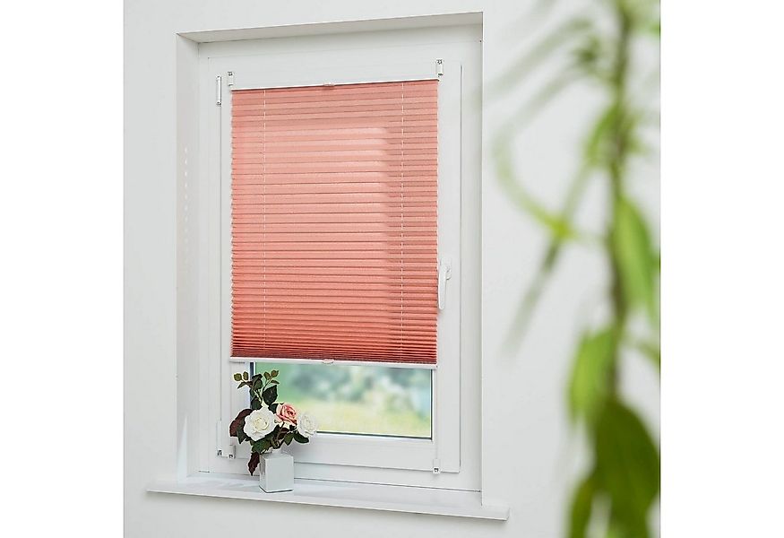 Liedeco Plissee Lachs, Lichtschutz, ohne Bohren, verspannt, Klemmfix günstig online kaufen