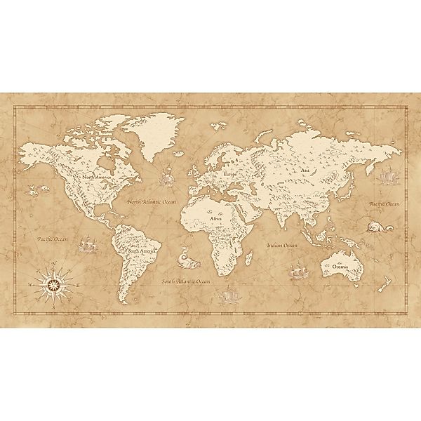 Komar Vliestapete »Digitaldruck Vlies - Vintage World Map - Größe 500 x 280 günstig online kaufen