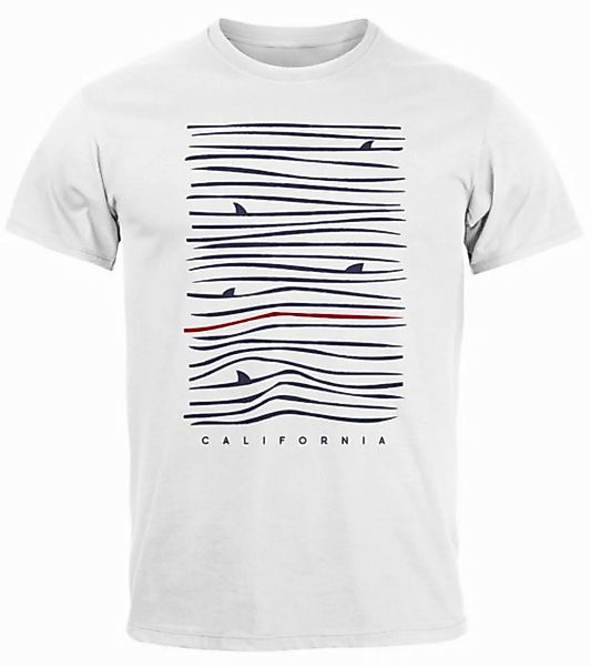 Neverless Print-Shirt Herren T-Shirt Frontprint Minimalismus Wellen Meer Au günstig online kaufen