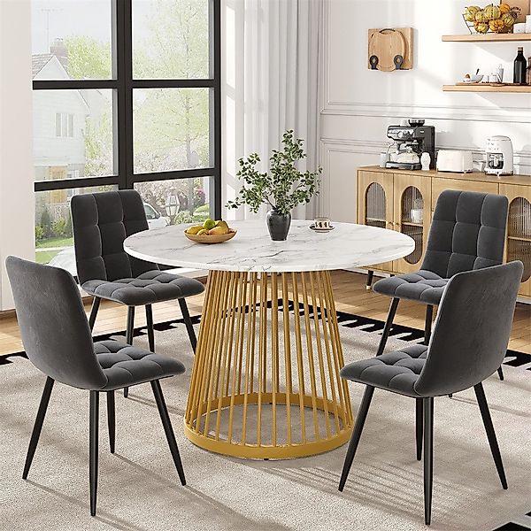 OKWISH Essgruppe Esstisch,Esszimmerstühle,Esstisch-Set, (5-tlg., Stuhl:44*4 günstig online kaufen