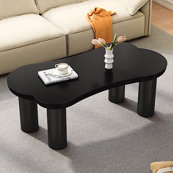 Couchtisch schwarz, 113x58cm, kreatives Design, MDF Couchtisch, PVC-Beine, günstig online kaufen