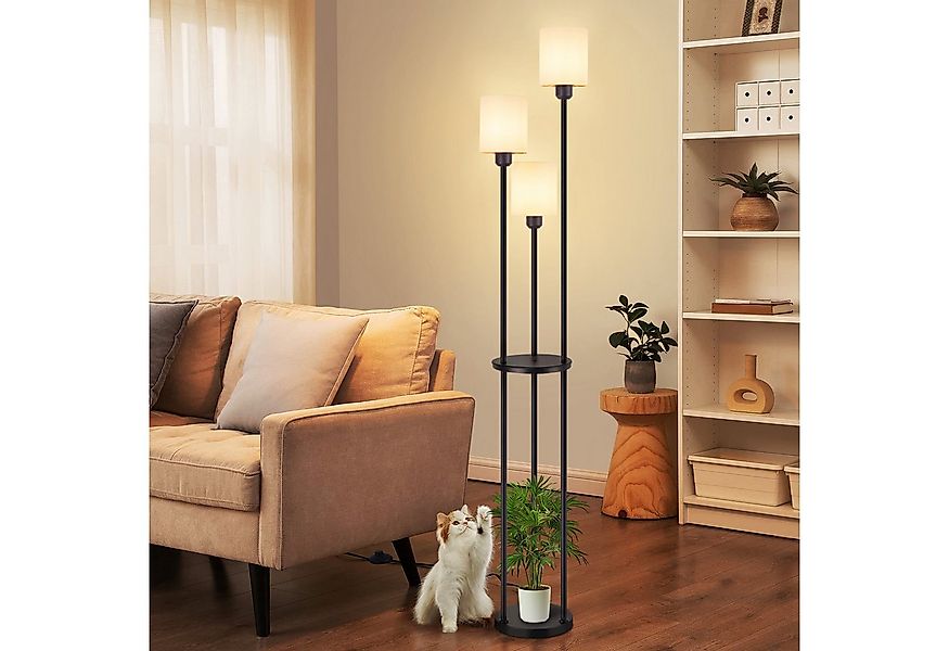 Nettlife Stehlampe Wohnzimmer Vintage Stoffschirm Weiß E27 1/3 Flammig Fußs günstig online kaufen