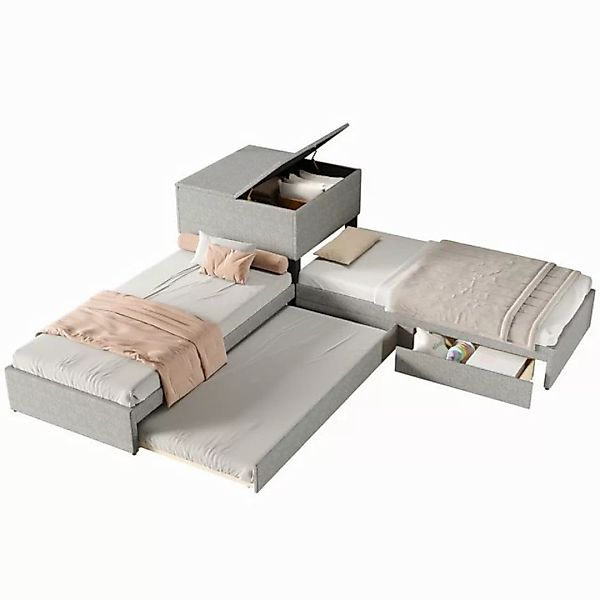 OKWISH Polsterbett zwei Einzelbett mit Ausziehbett (Funktionsbett mit Staur günstig online kaufen