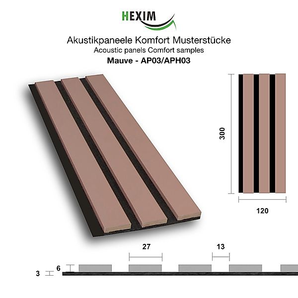 Hexim Wanddekoobjekt Mauve (Akustikpaneele Musterstück - günstig online kaufen