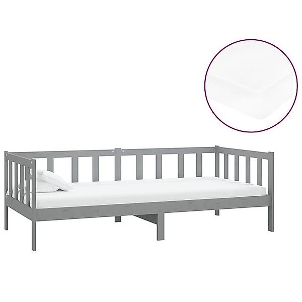 vidaXL Bett Tagesbett mit Matratze 90x200 cm Grau Kiefer Massivholz günstig online kaufen