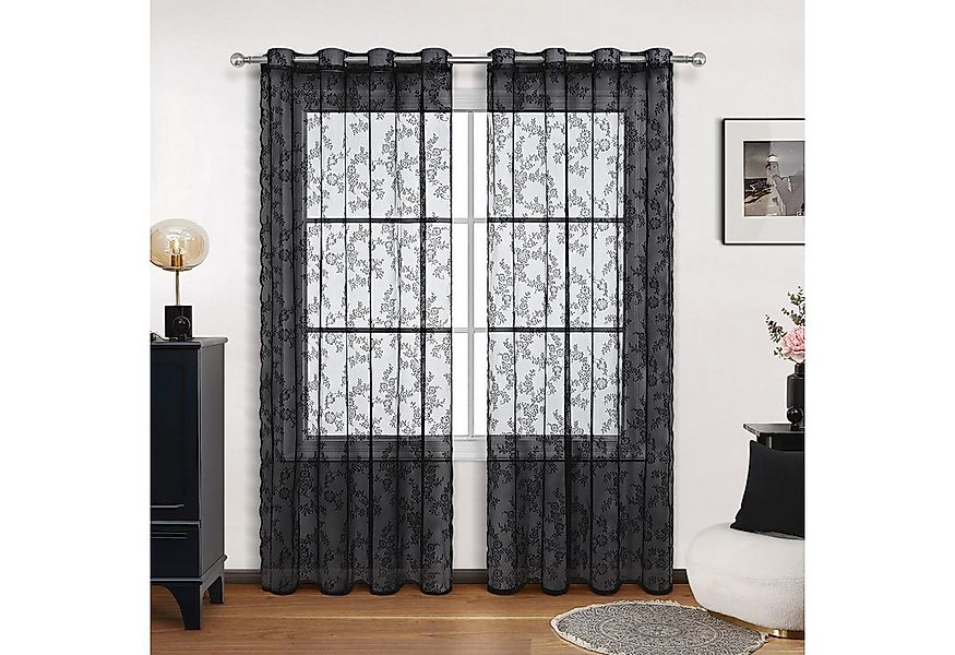 BTTO V&G Gardine Transparente Vorhänge, Florale Spitze Voile Vorhänge,1/2 P günstig online kaufen