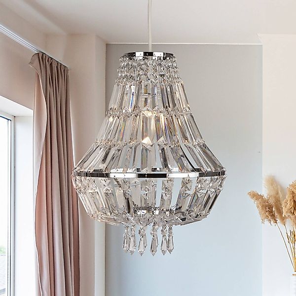 Pendelleuchte Dietana, klar/grau, Metall, Ø 30 cm, E27 günstig online kaufen