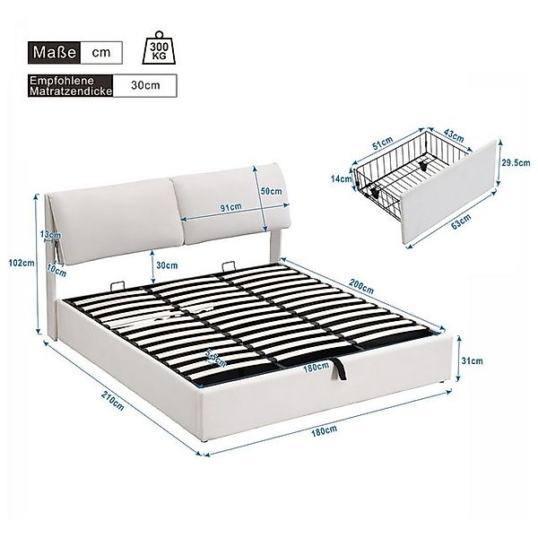 HAUSS SPOLE Polsterbett 180x200 cm hydraulisch mit 3 Schubladen, ohne Matra günstig online kaufen