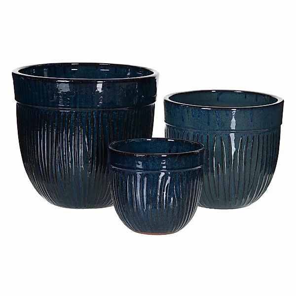 Satz Blumentöpfe 38 X 38 X 35 Cm Aus Keramik Blau (3 Stücke) günstig online kaufen