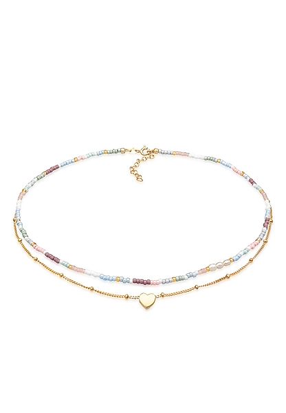 Elli Ketten-Set Choker Layer Herz Glasperlen günstig online kaufen