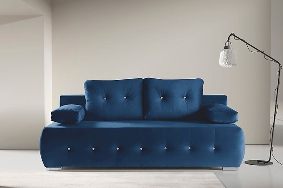 WERK2 Schlafsofa »Monaco Design Bettsofa, pflegeleichter Samtoptik Bezug, B günstig online kaufen