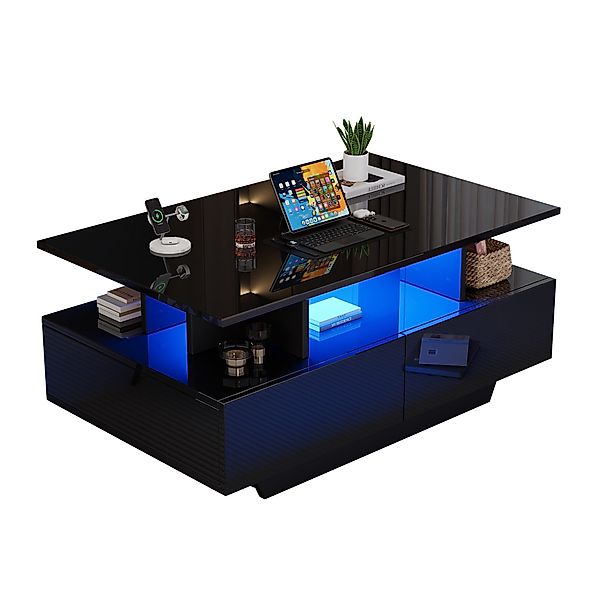 HAUSS SPOLE Couchtisch Hochglanz-Couchtisch mit LED-Beleuchtung günstig online kaufen
