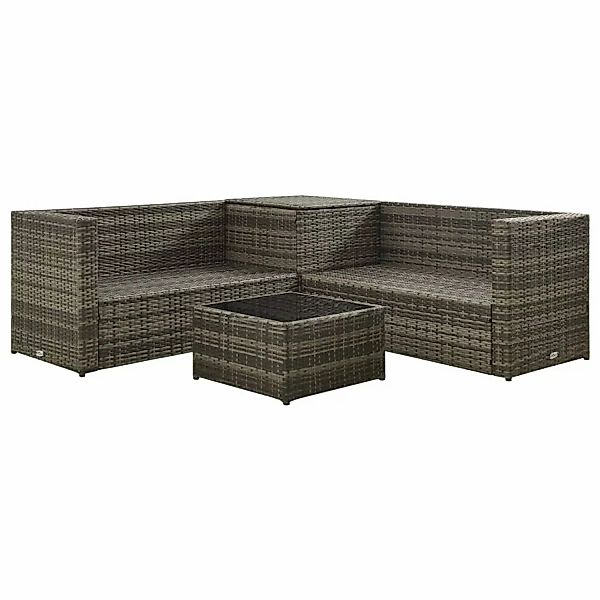 4-tlg. Garten-lounge-set Mit Auflagen Poly Rattan Grau günstig online kaufen