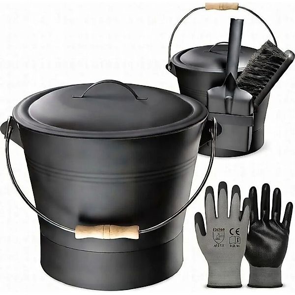 BLACK OAK Ascheeimer LANIN 8L mit Deckel, Schaufel und Besen – Aschebehälte günstig online kaufen